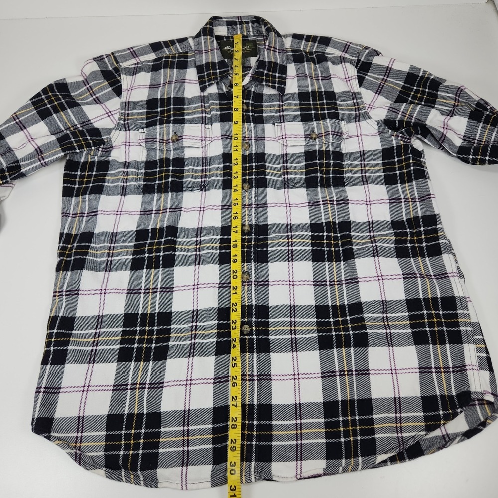 VTG Eddie Bauer Shirt Mens LT Black White Flannel Cotton Classic Fit Button-Down - Picture 9 of 10